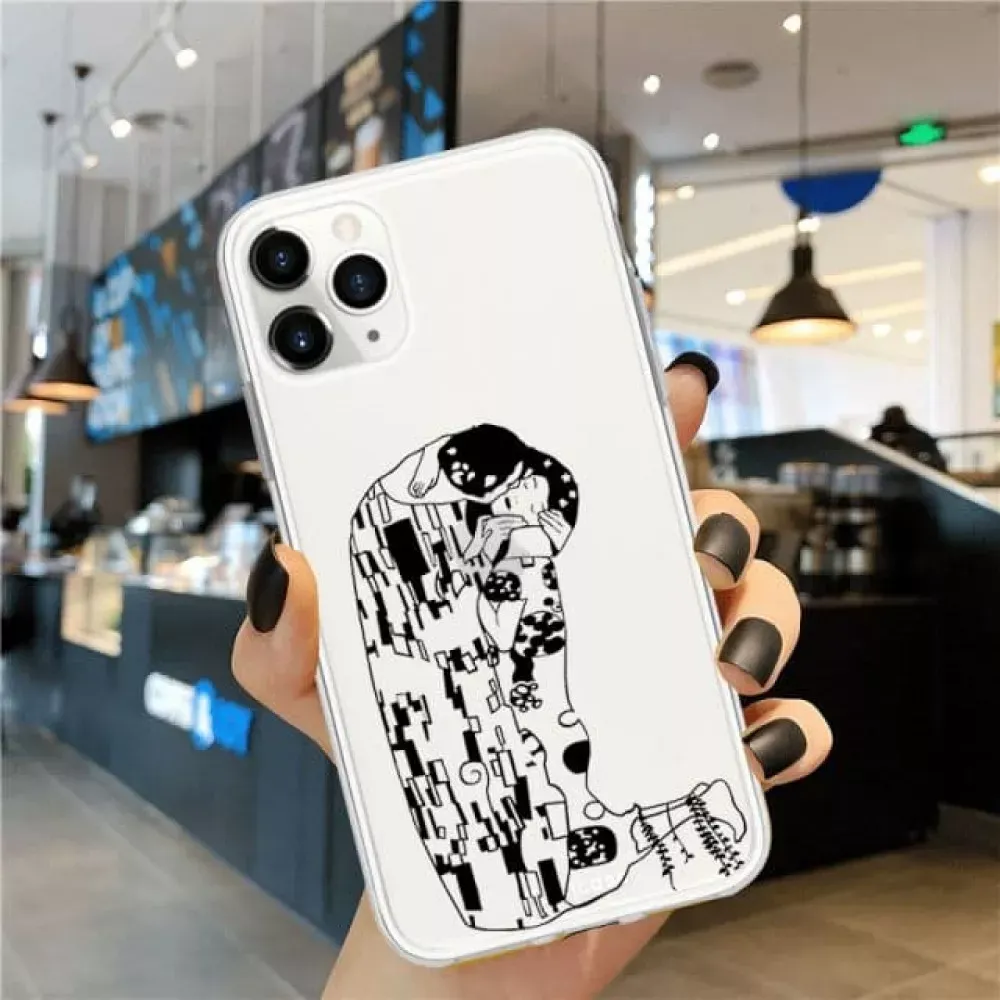 Abstract geometric art line TPU case iPhone 13 6.1 — Heart 2 — фото 6
