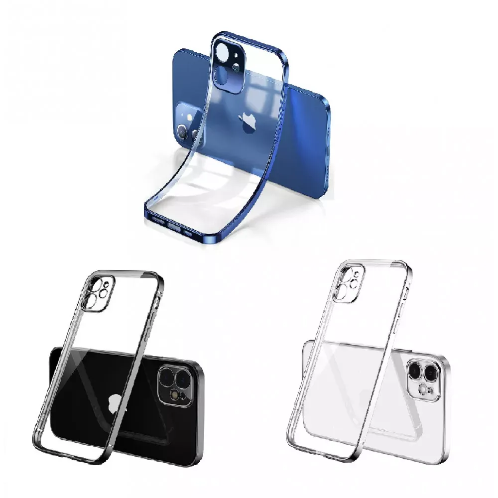 Electroplating TPU Case with Camera Lens protector iPhone 12 Pro Max 6.7 — Blue — фото 2