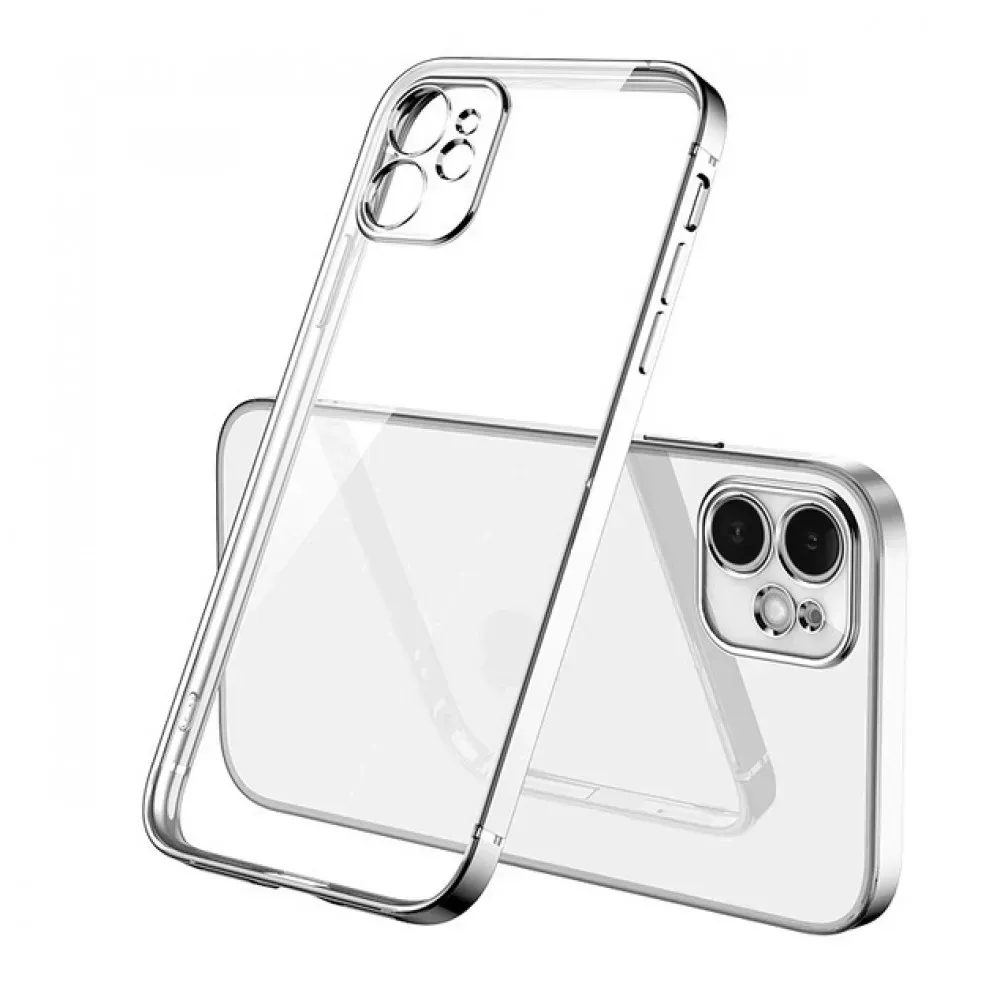 Electroplating TPU Case with Camera Lens protector iPhone 12 Pro Max 6.7" — Silver — Различные Apple iPhone 12 Pro Max 6.7"