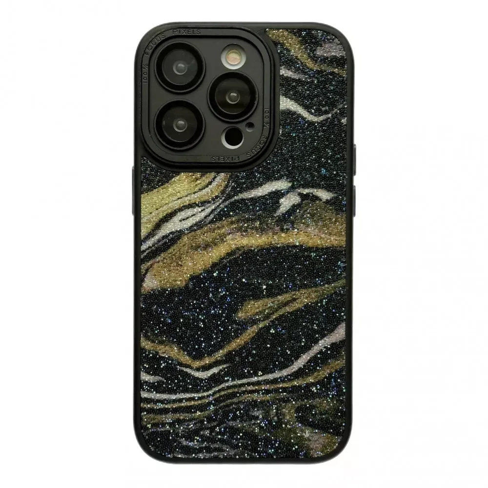Glitter Marble Case iPhone 12 — Black