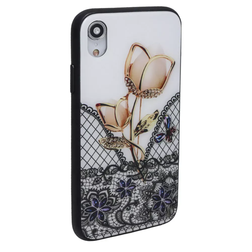 Case + Glass TPU Case iPhone Xr — Flowers — Различные Apple iPhone Xr