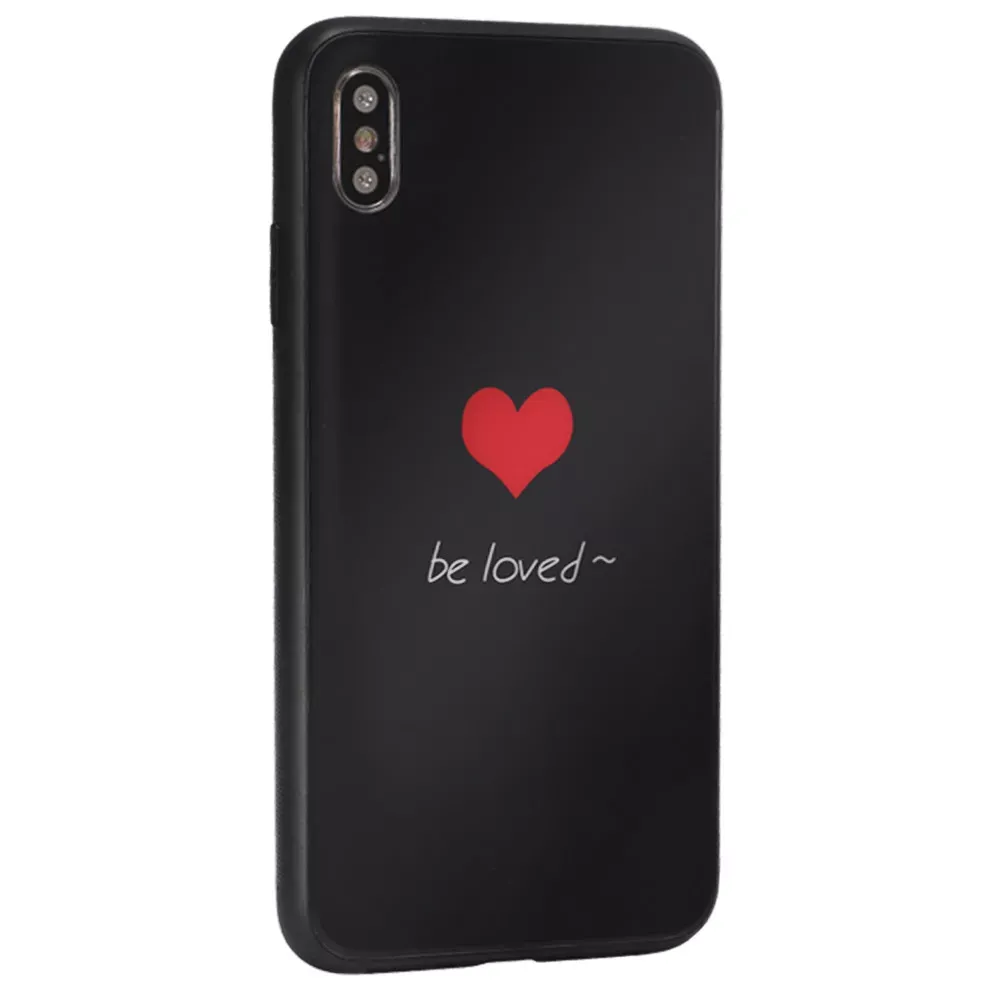 Glass with print TPU Case iPhone 7 Plus ; 8 Plus — Be loved / Heart black — Различные Apple iPhone 7 Plus, Apple iPhone 8 Plus