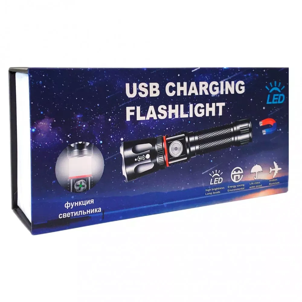 Фонарь ручной Аккумуляторный LED Y-1809 360 ° СОВ + Магнит USB Charging — фото 2
