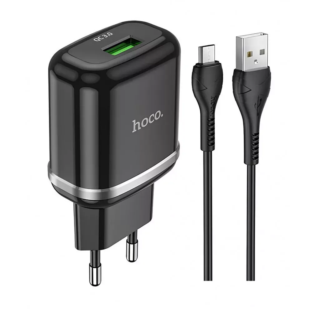 Home Charger | 18W | QC3.0 | Micro Cable — Hoco N3 — Black