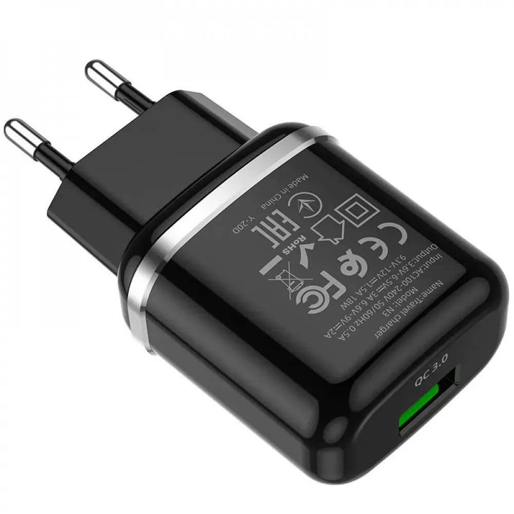 Home Charger | 18W | QC3.0 | Micro Cable — Hoco N3 — Black — фото 8