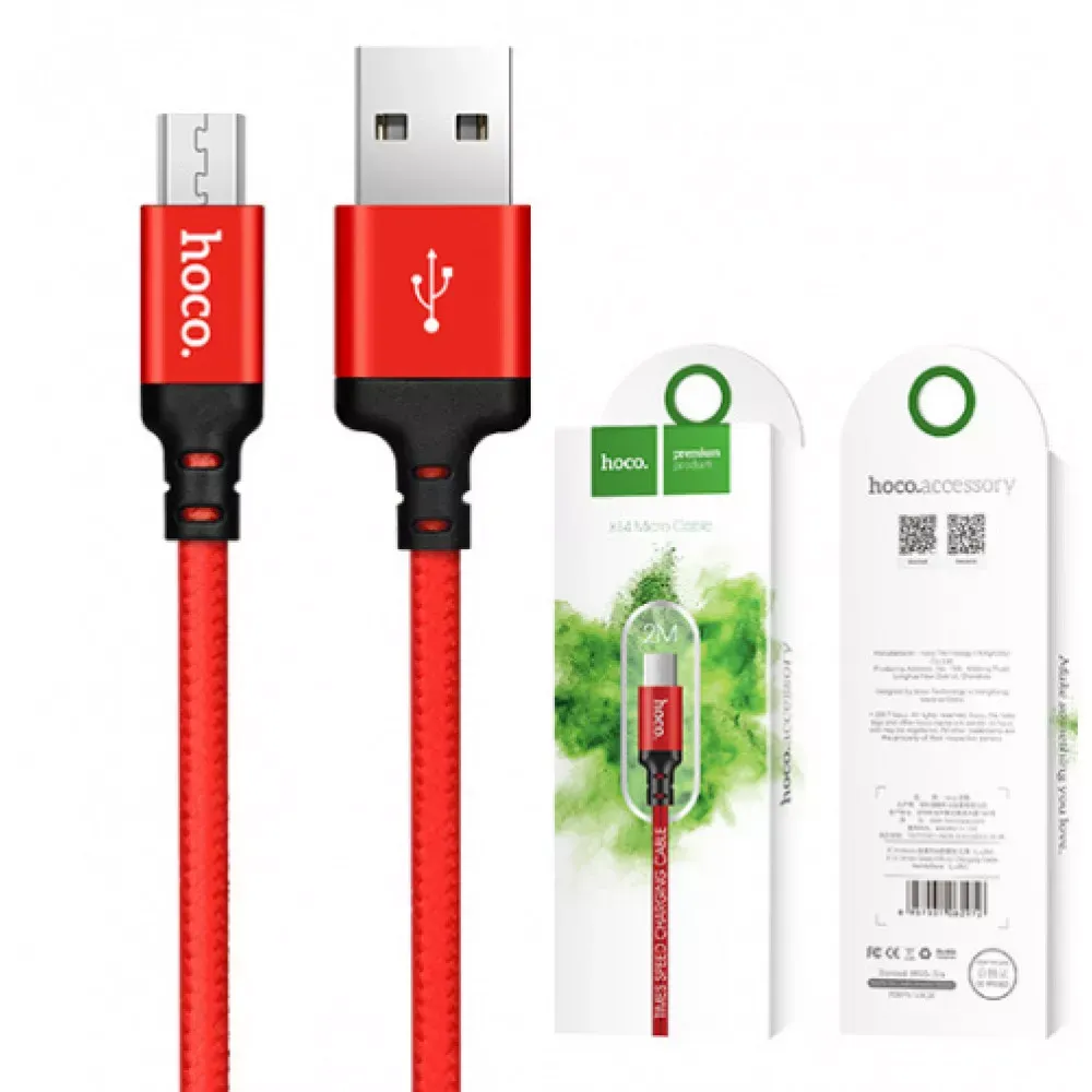 Кабель Micro 1.7A — Hoco X14 — Red & Black — фото 2