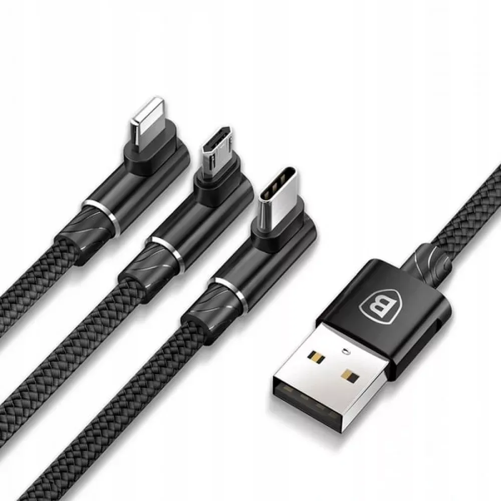 Кабель 3 in 1 ( L , M , C ) 3.5A (1.2m) Baseus (CAMLT-WZ01) MVP Mobile game Black — CAMLT-WZ01 Black — Baseus