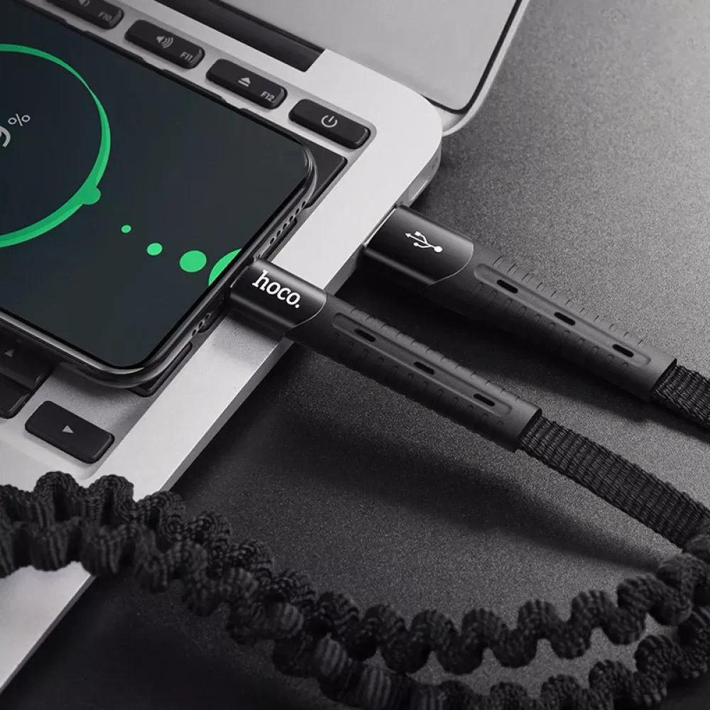 Кабель USB C 2A — Hoco U78 Elastic — Black — фото 3