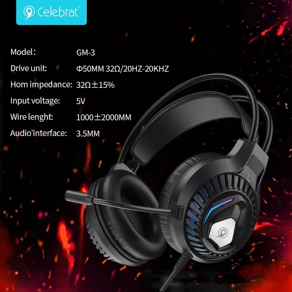 §Gaming Headset 3.5mm & USB — Celebrat GM-3 — Black — фото 5