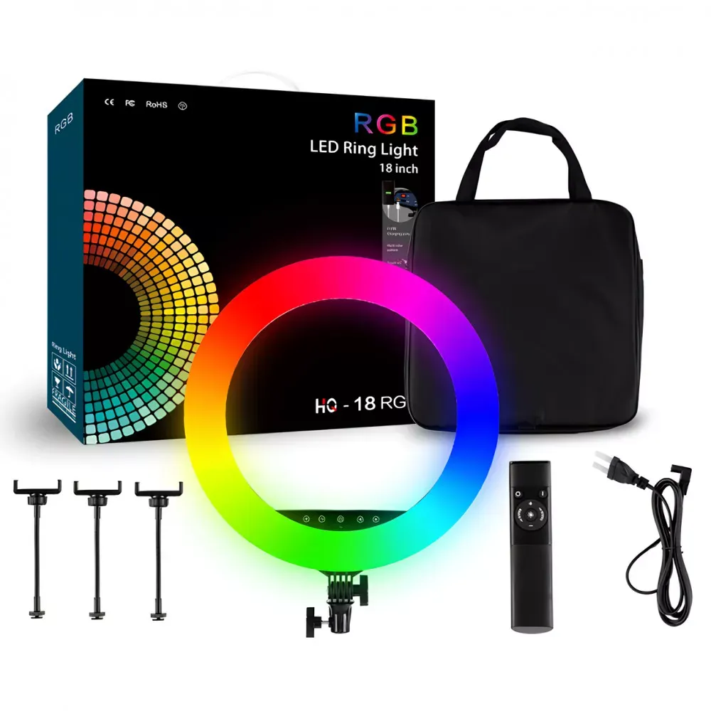 Лампа Кольцевая LED HQ-18 RGB 46 cm 18" | 55W — Различные