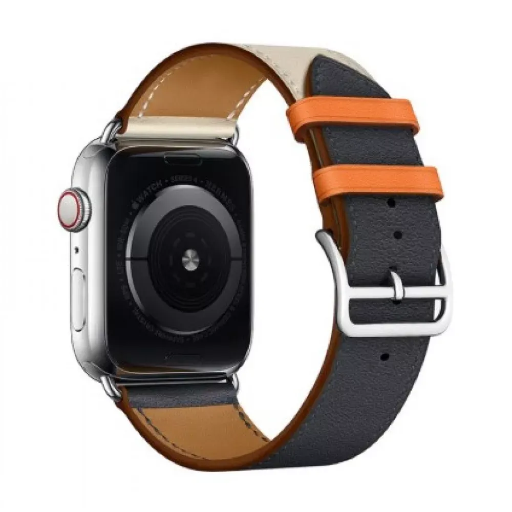 Ремінець Leather Series Hermes Apple Watch 38 mm 40 mm 41 mm — Beige/Blue
