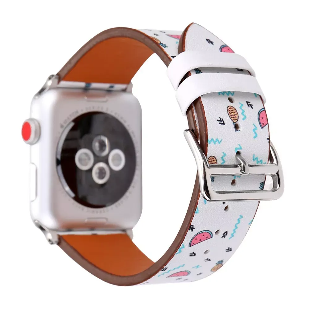 Ремінець Leather Series Flower Pattern Apple Watch 42 mm 44 mm 45 mm 49 mm — Fruit Flamingo — Различные Apple Watch Series 3 42 mm, Apple Watch Series 4 44 mm, Apple Watch Series 7 45 mm, Apple Watch Series 8 49 mm