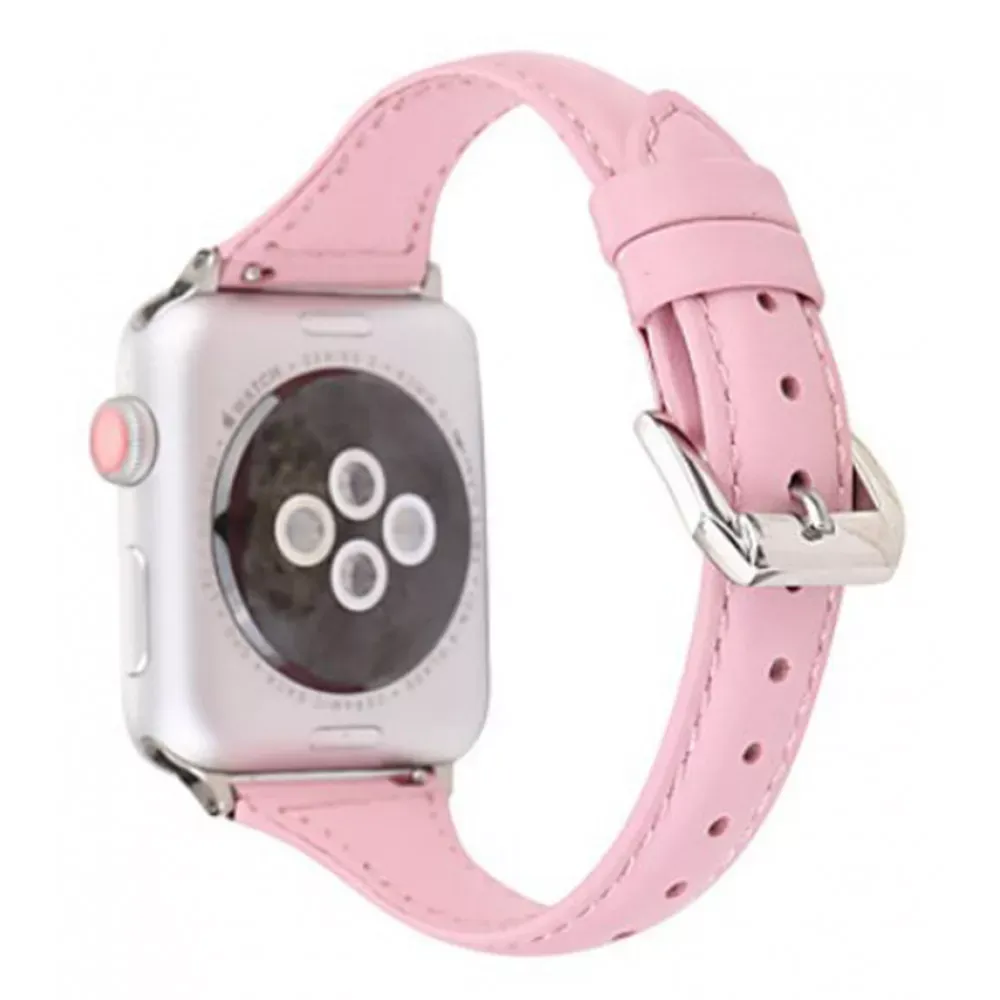 Ремінець Leather Series Thin Strap — Apple Watch 42 mm | 44 mm | 45 mm | 49 mm — Pink — Различные Apple Watch Series 3 42 mm, Apple Watch Series 4 44 mm, Apple Watch Series 7 45 mm, Apple Watch Series 8 49 mm
