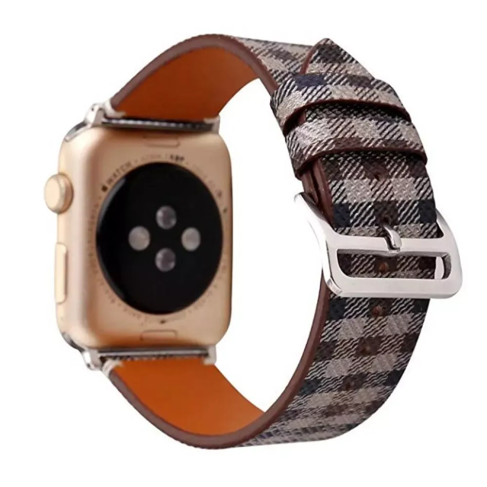 Ремінець Leather Skew Lattice Series — Apple Watch 42 mm | 44 mm | 45 mm | 49 mm — Brown
