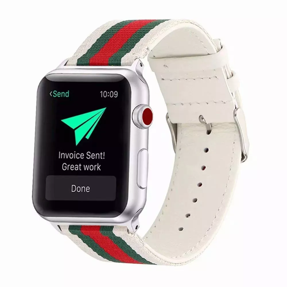 Ремінець Nylon Series Gucci Strap — Apple Watch 42 mm | 44 mm | 45 mm | 49 mm — White — Различные Apple Watch Series 3 42 mm, Apple Watch Series 4 44 mm, Apple Watch Series 7 45 mm, Apple Watch Series 8 49 mm