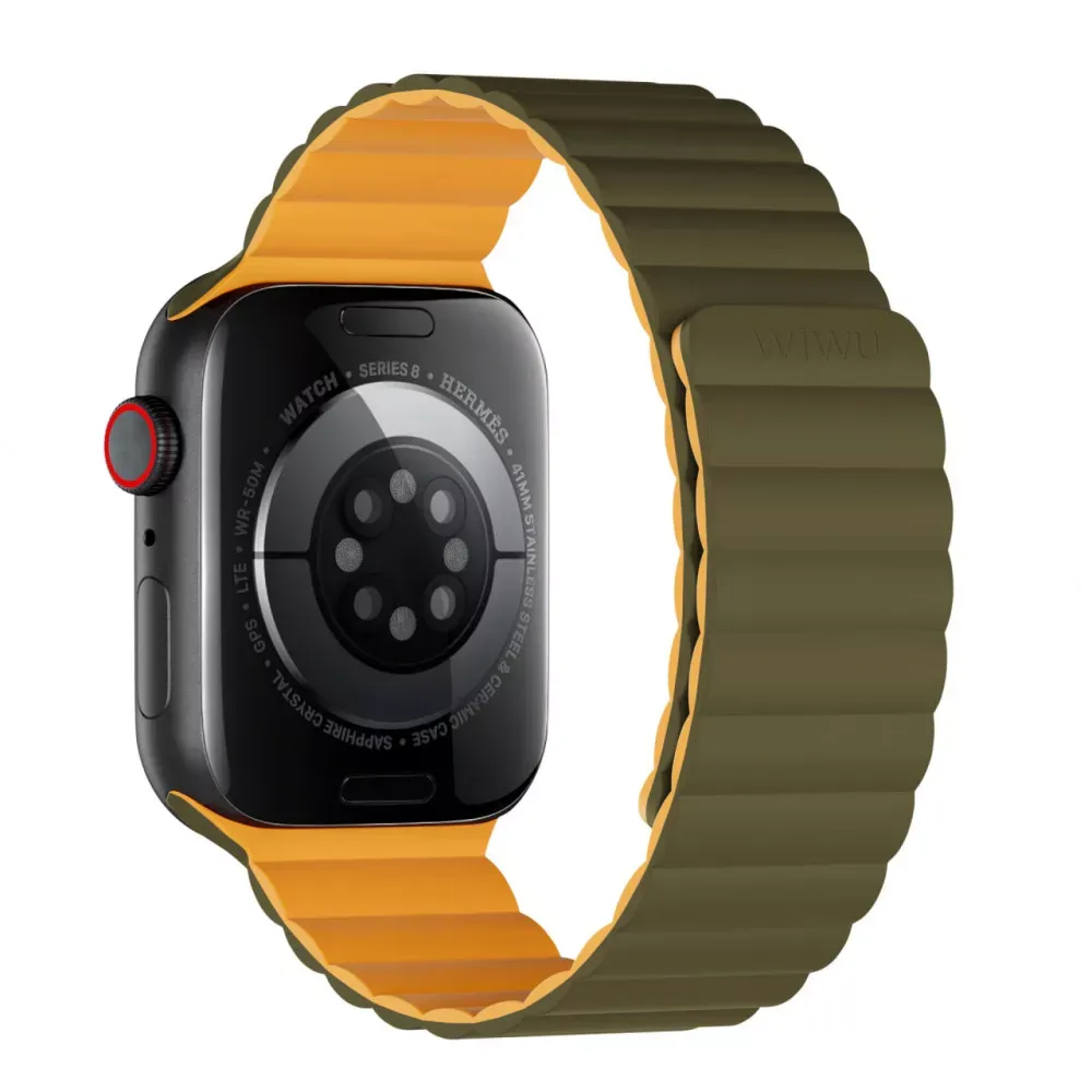 Ремінець Wiwu Wi-WB001 Apple Watch 42 44 45 49 mm__ — Green & Yellow — Wiwu Apple Watch Series 3 42 mm, Apple Watch Series 4 44 mm, Apple Watch Series 7 45 mm, Apple Watch Series 8 49 mm