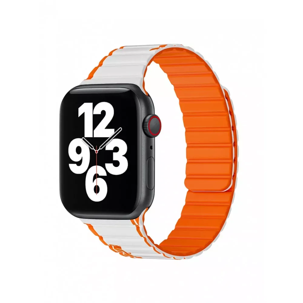 Ремінець Wiwu Wi-WB010 Apple Watch 42 44 45 49 mm — White & Orange — Wiwu Apple Watch Series 3 42 mm, Apple Watch Series 4 44 mm, Apple Watch Series 7 45 mm, Apple Watch Series 8 49 mm