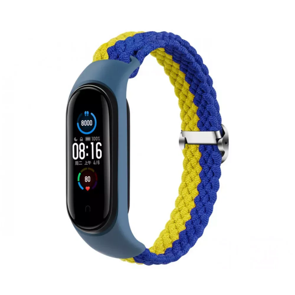 Ремінець Braided Xiaomi Mi Band 5 6 7 — Blue & Yellow — Различные Xiaomi Mi Band 5, Xiaomi Mi Band 6, Xiaomi Mi Band 7