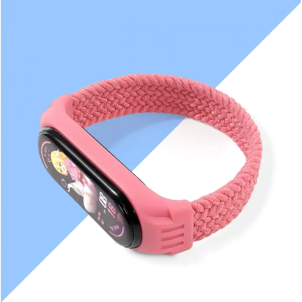 Ремінець Nylon Solo Loop Xiaomi Mi Band 5 6 — Pink
