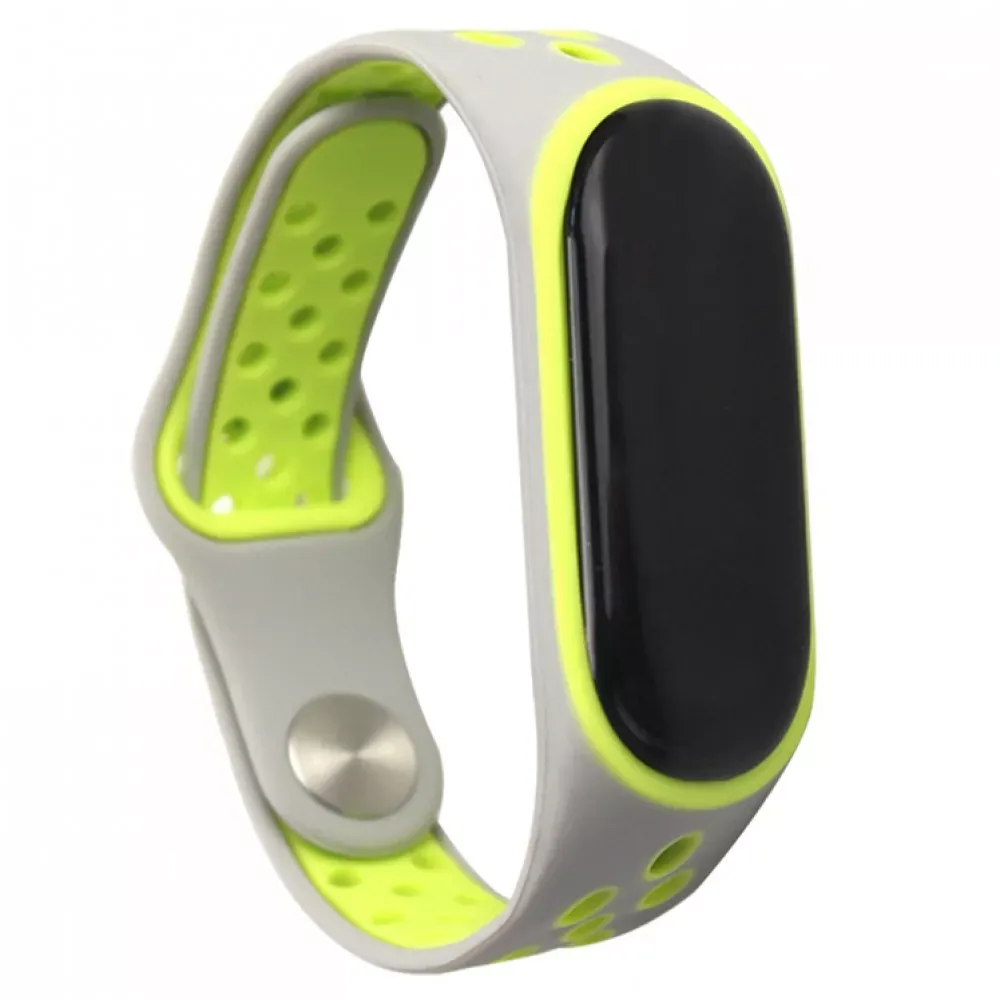 Ремінець Silicone Sport Nike Xiaomi Mi Band 5 6 — Gray & Yellow — Различные Xiaomi Mi Band 5, Xiaomi Mi Band 6