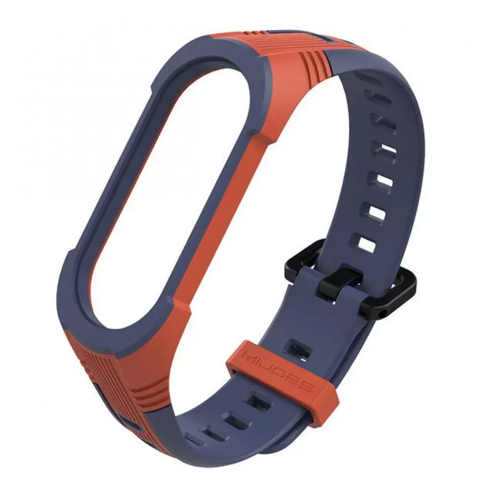 Ремінець Thin Armor Xiaomi Mi Band 5 6 — White&Blue — фото 3