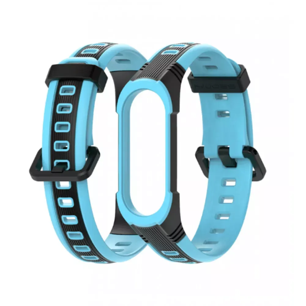 Ремінець Thin Armor Xiaomi Mi Band 5 6 — White&Blue — фото 5