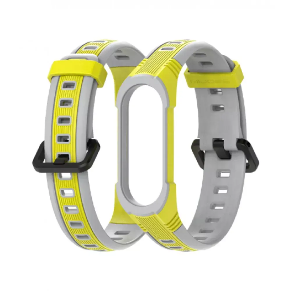 Ремінець Thin Armor Xiaomi Mi Band 5 6 — Yellow&White — Различные Xiaomi Mi Band 5, Xiaomi Mi Band 6