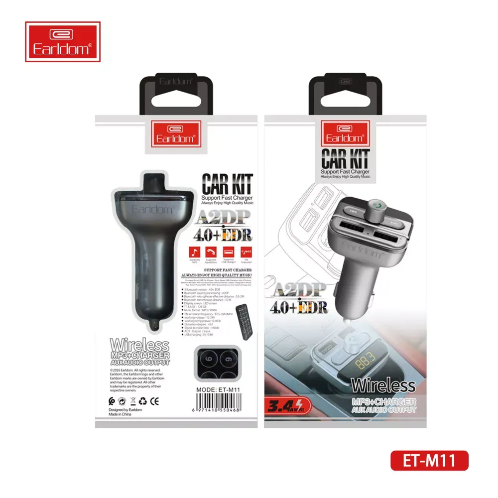 Fm Modulator MP3 Car Charger 3.1A 2U Earldom ET-M11 — фото 4