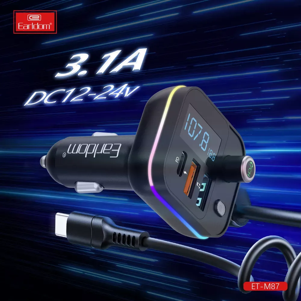 Fm Modulator MP3 | Car Charger | 3.1A | 2U | 1C — Earldom ET-M87 — фото 9