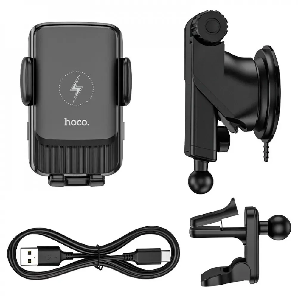 Car Holder Hoco S35 Smart alignment wireless charging __ — Black — фото 5