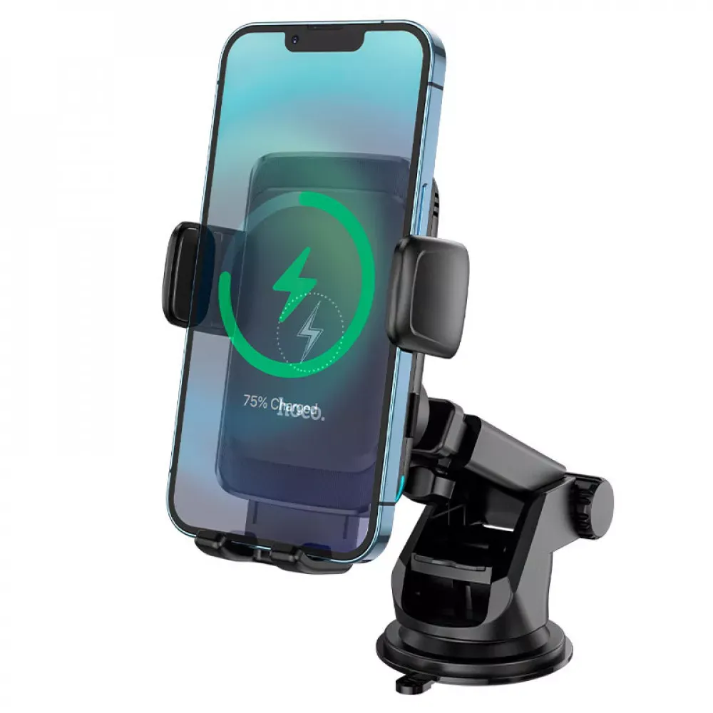 Car Holder Hoco S35 Smart alignment wireless charging __ — Black — фото 6