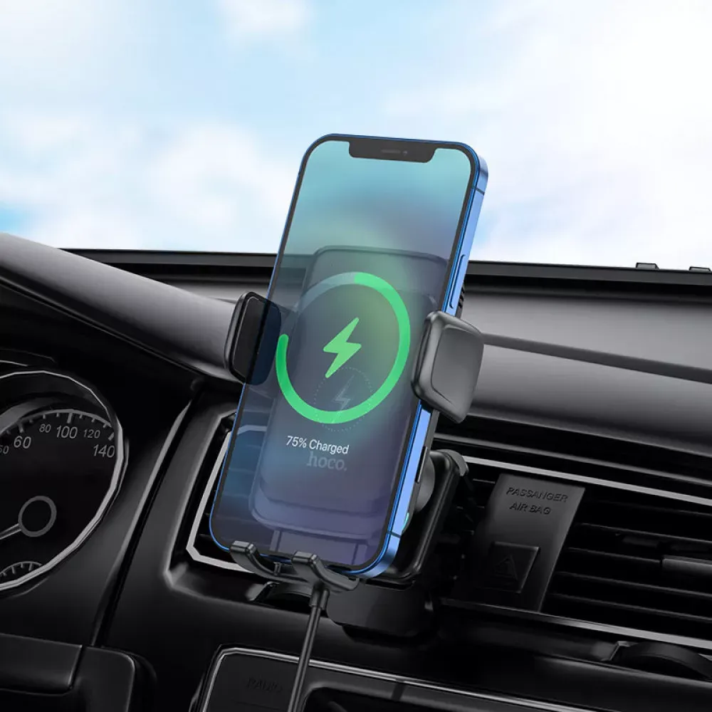 Car Holder Hoco S35 Smart alignment wireless charging __ — Black — фото 7