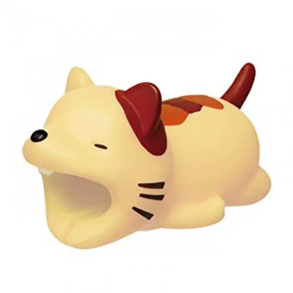 Cute Animal Bite Cable Protector — Beige Cat