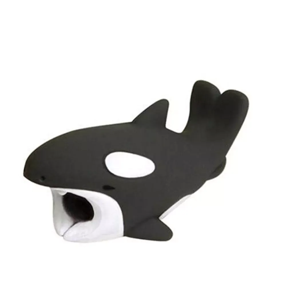 Cute Animal Bite Cable Protector — Black Whale