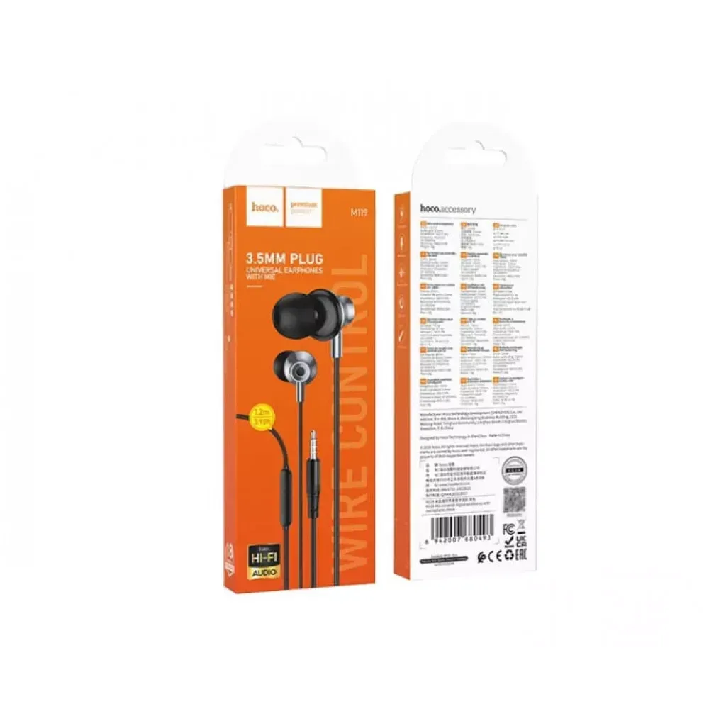3.5mm Earphones With Mic — Hoco M119 — Black — фото 2