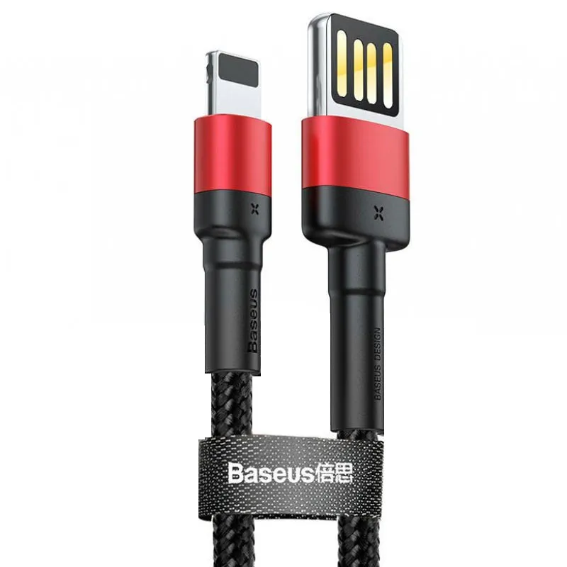 Дата кабель Baseus Cafule USB to Lightning Special Edition 2.4A Чорний / Червоний