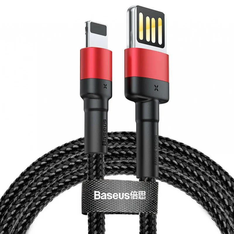 Дата кабель Baseus Cafule USB to Lightning Special Edition 2.4A Чорний / Червоний — фото 2