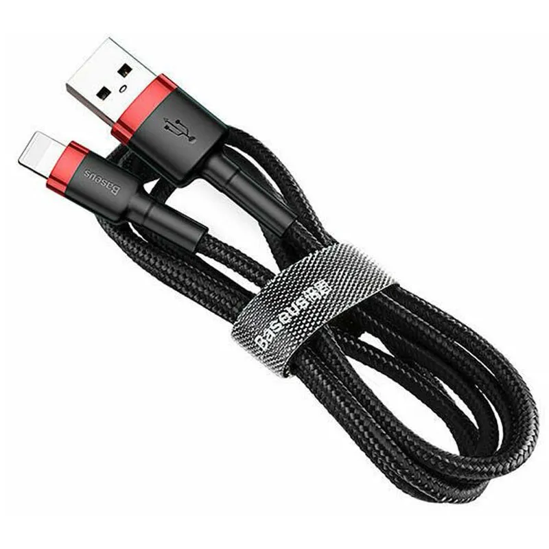 Дата кабель Baseus Cafule USB to Lightning Special Edition 2.4A Чорний / Червоний — фото 4