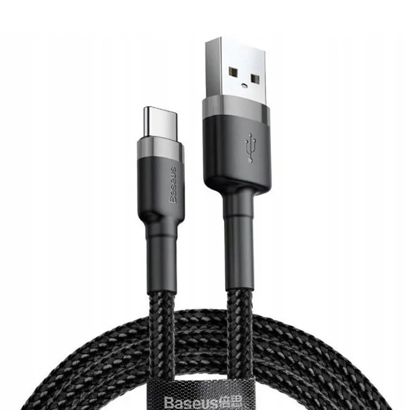 Дата кабель Baseus Cafule USB to Type-C Cable 3A Чорний / Сірий