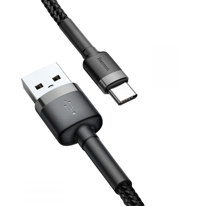 Дата кабель Baseus Cafule USB to Type-C Cable 3A Чорний / Сірий — фото 2