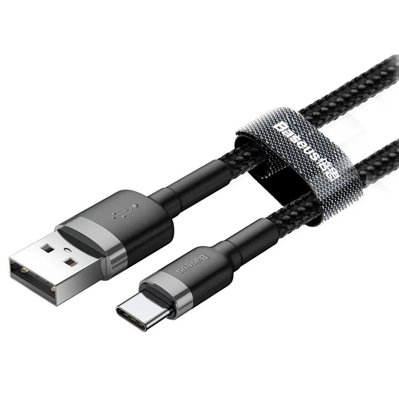 Дата кабель Baseus Cafule USB to Type-C Cable 3A Чорний / Сірий — фото 3