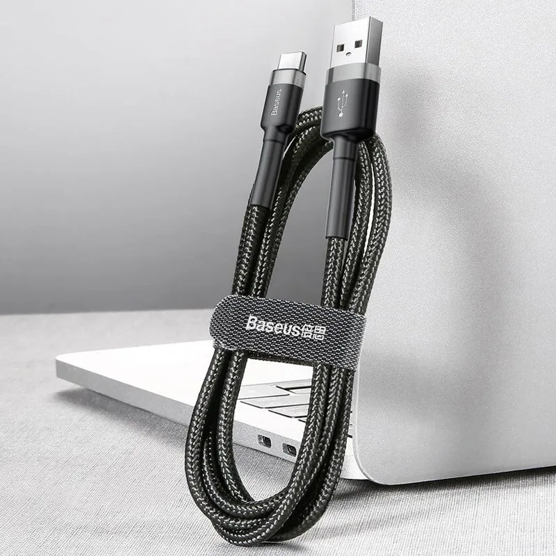 Дата кабель Baseus Cafule USB to Type-C Cable 3A Чорний / Сірий — фото 4