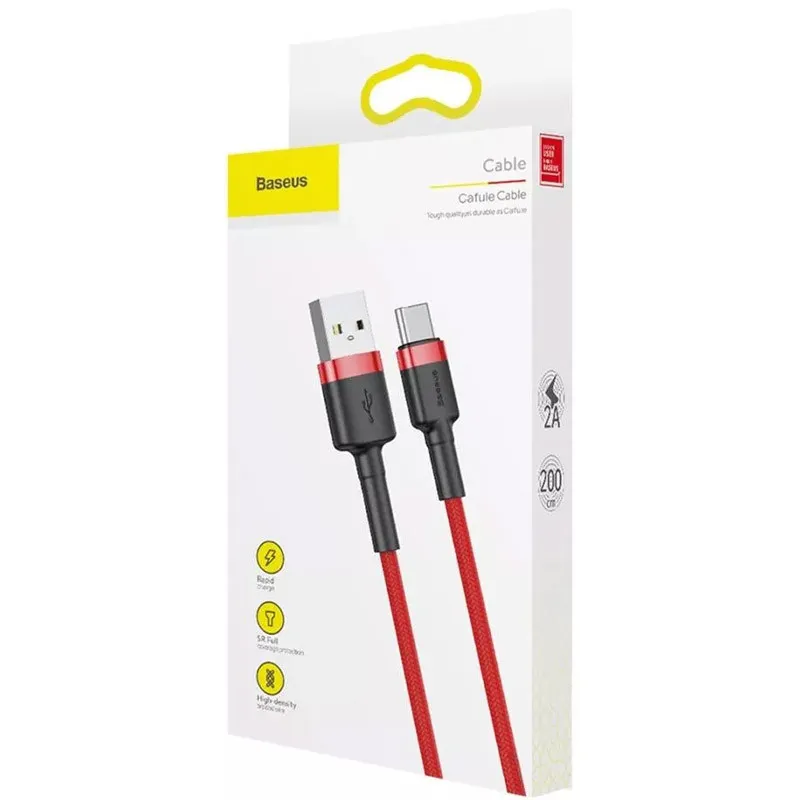 Дата кабель Baseus Cafule USB to Type-C Cable 2A Червоний — фото 5