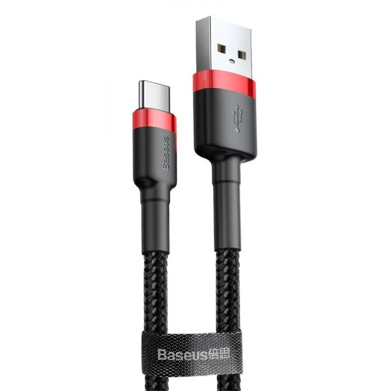 Дата кабель Baseus Cafule USB to Type-C Cable 2A Black / Red