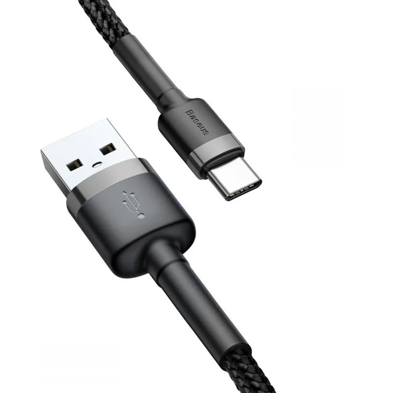Дата кабель Baseus Cafule USB to Type-C Cable 2A Чорний / Сірий — фото 2