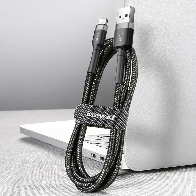 Дата кабель Baseus Cafule USB to Type-C Cable 2A Чорний / Сірий — фото 5