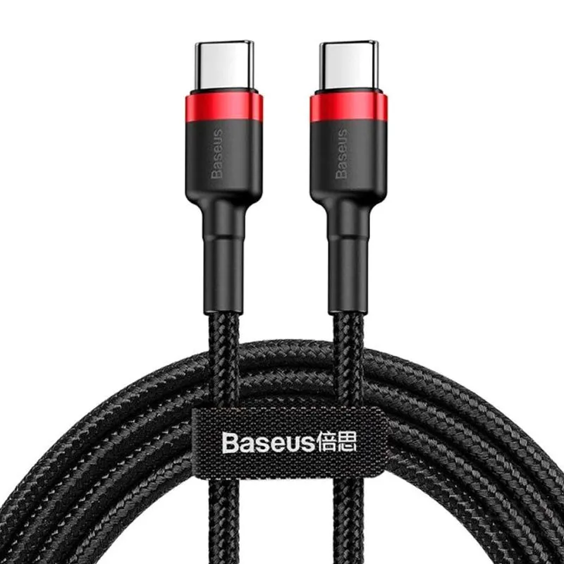 Дата кабель Baseus Cafule Type-C to Type-C PD2.0 60W Чорний / Червоний