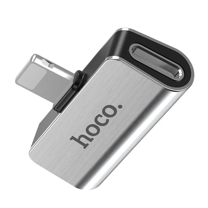 Перехідник Hoco LS24 Lightning to lightning audio/lightning Сталевий