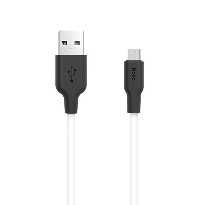 Дата кабель Hoco X21 Silicone MicroUSB Cable Чорний / Білий — фото 2