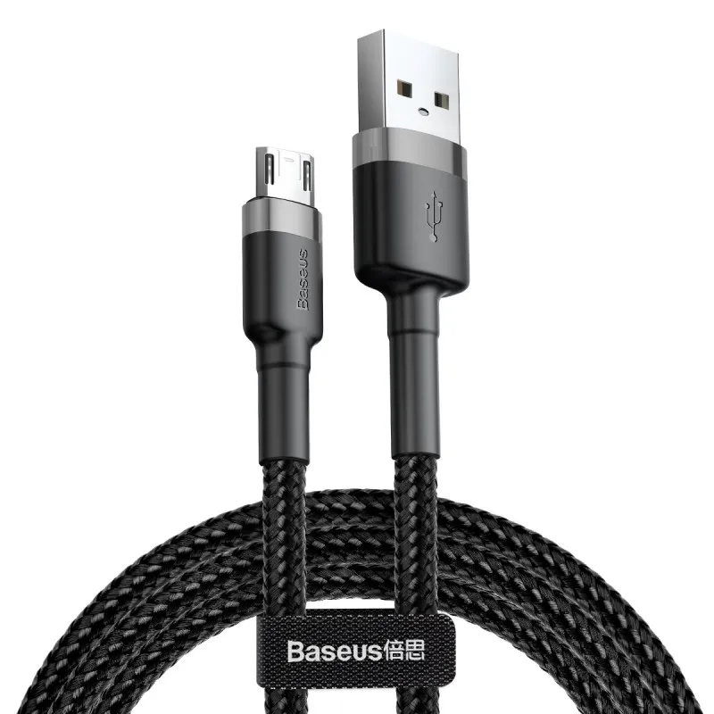 Дата кабель Baseus Cafule USB to MicroUSB Cable 2.4A Сірий / Чорний